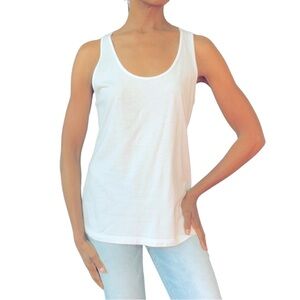 FRENCH CONNECTION || WHITE FRONT, GREY LACE BACK TANK TOP || SIZE: MEDIUM